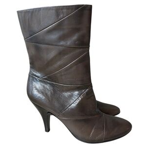 Nine West Brown Leather Almond Toe Boots Size 8.5 | Late 2000s Y2K Style